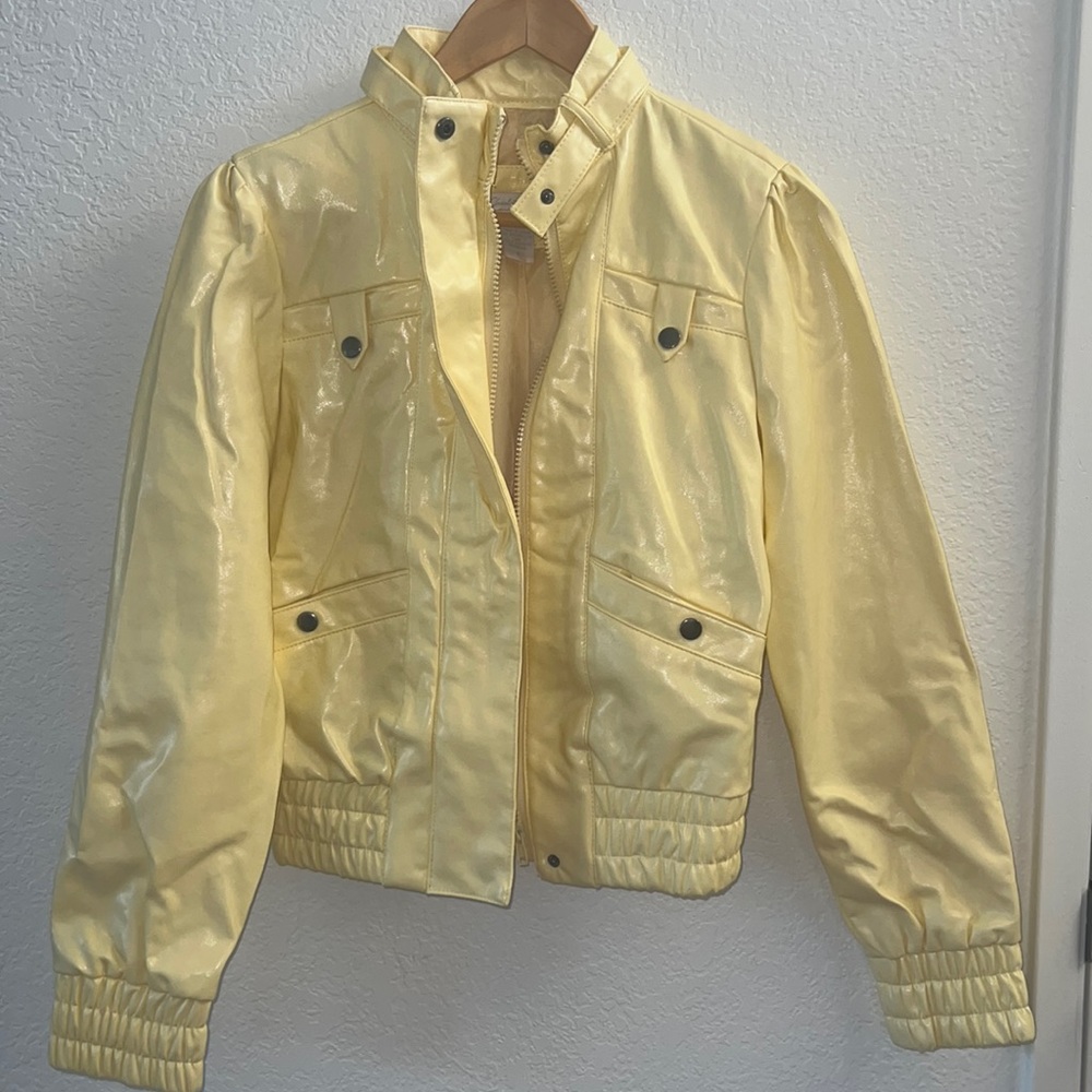 Charlotte Russe (S) Pastel Yellow Faux Leather Jacket